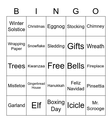 Holiday Bingo Card