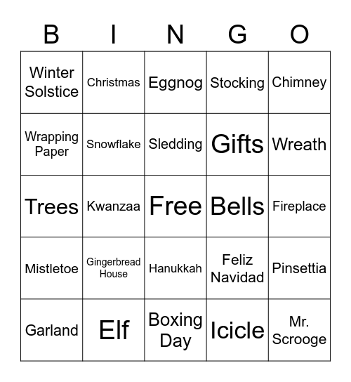Holiday Bingo Card