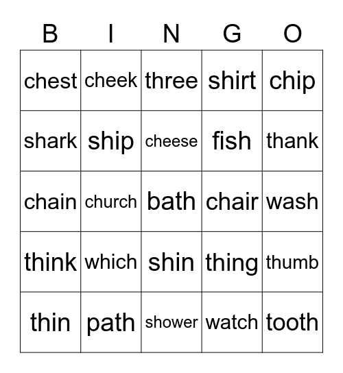 ou,ow,oy,oi BINGO Card
