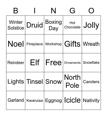 Holiday Bingo Card