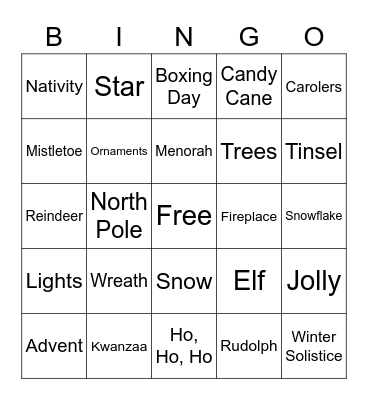 Holiday Bingo Card