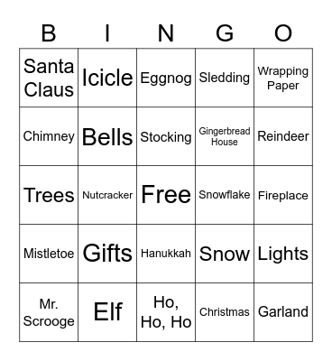 Holiday Bingo Card