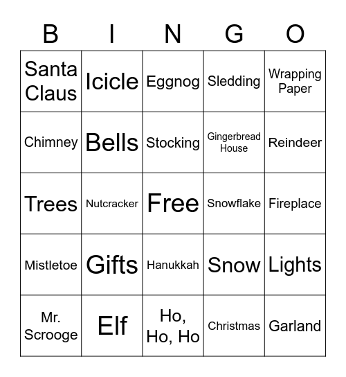 Holiday Bingo Card