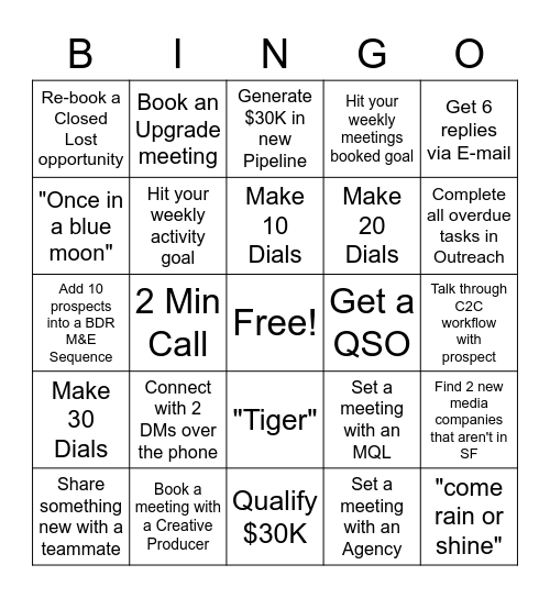 BDR Bingo Card