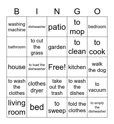 Unidad 3   La Casa (in English) Bingo Card