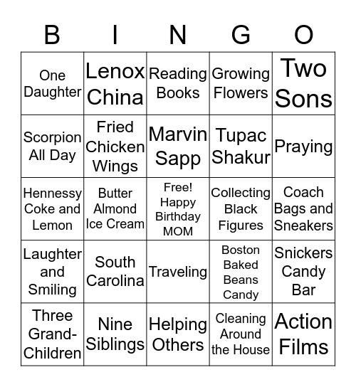 All About Helen  Bingo Card