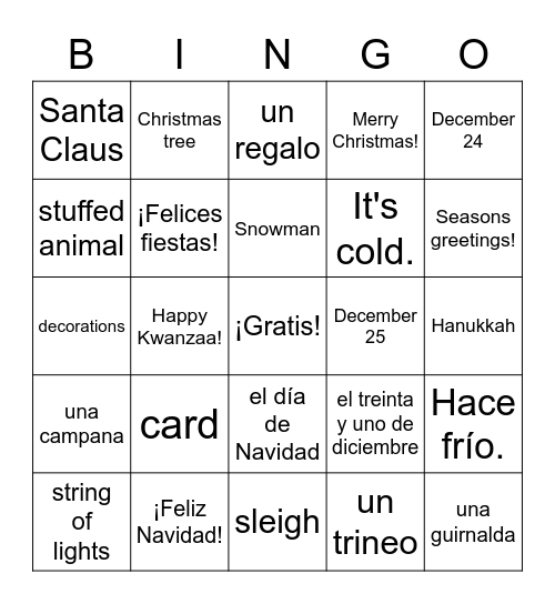 Felices Fiestas Bingo Card