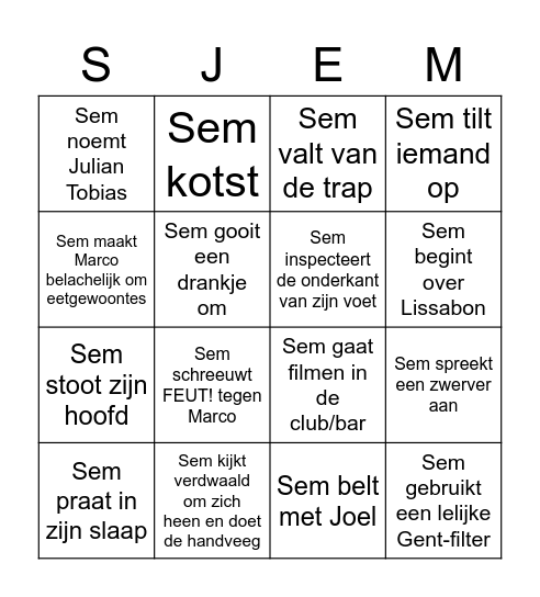 SEMGO Bingo Card