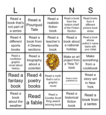Fourth Grade Book Bingo Card