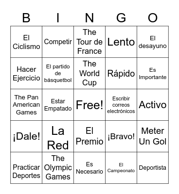 ¡Spanish Bingo! Bingo Card