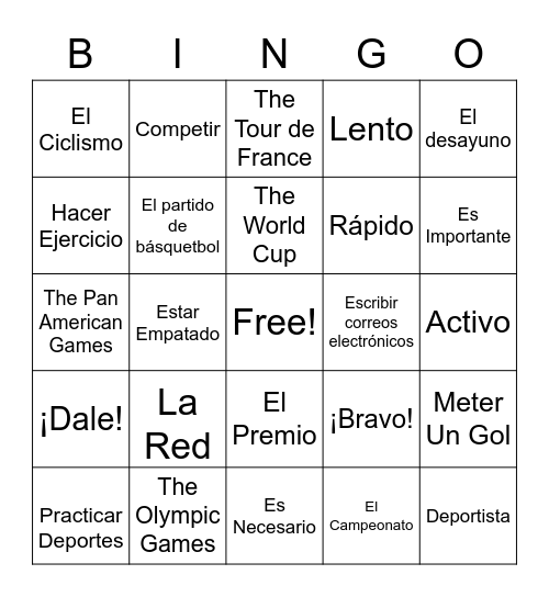 ¡Spanish Bingo! Bingo Card