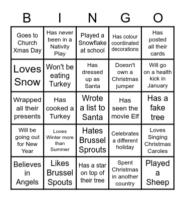 Christmas Bingo: Find someone who... Bingo Card