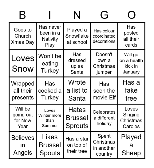 Christmas Bingo: Find someone who... Bingo Card