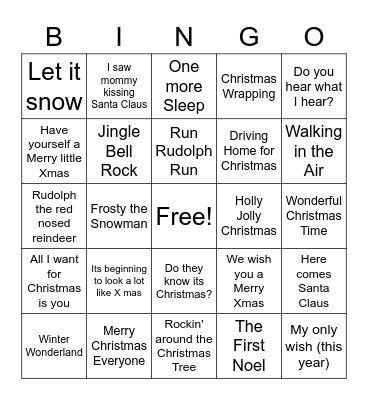 Holiday Bingo Card