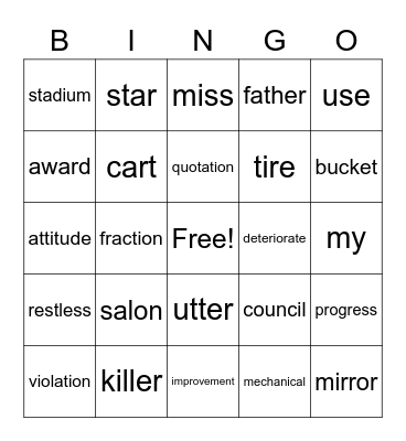 Do Now 41 Bingo Card