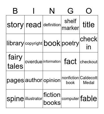 LIBRARY WORDS Bingo Card