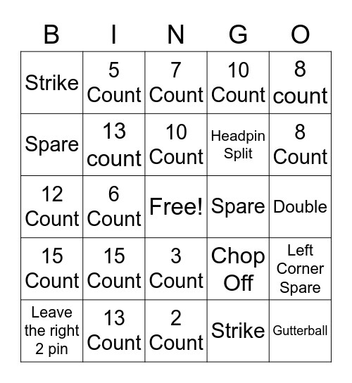 Fun Bunch 5 Pin Bingo Bowling Bingo Card
