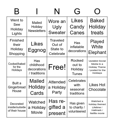 DPI Holiday Bingo 2022 Bingo Card