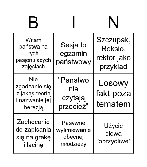 Filozofia bingo Card