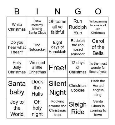 Holiday Bingo! Bingo Card