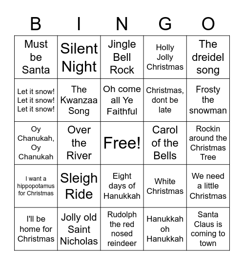 Holiday Bingo! Bingo Card