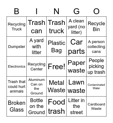 Recycling Bingo Card