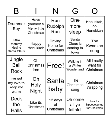 Holiday Bingo! Bingo Card