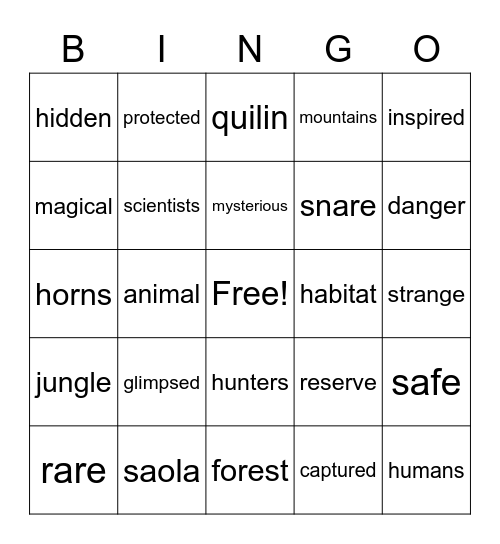 LLI Lesson 81 Bingo Card