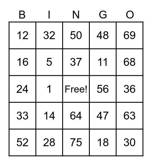 Gregory Heights Bingo Card