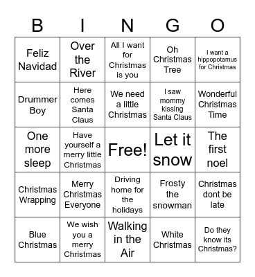 Holiday Bingo! Bingo Card