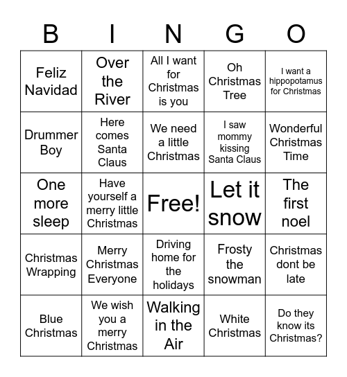 Holiday Bingo! Bingo Card