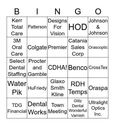 CDHA Nutmeg Conference 2015 Bingo Card