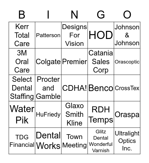 CDHA Nutmeg Conference 2015 Bingo Card