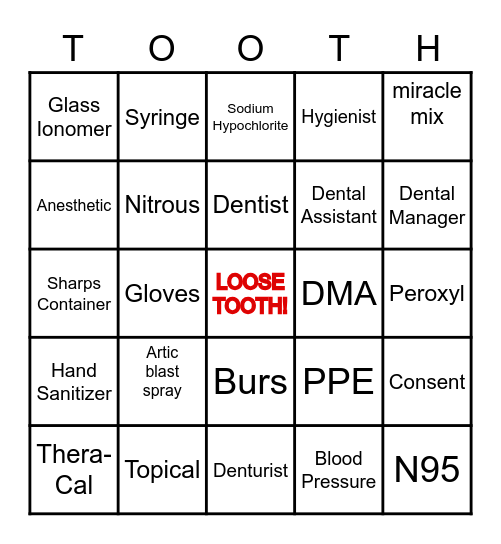 DENTAL BINGO Card