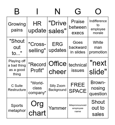 Town Hall Bingo Card