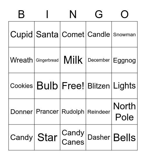 Happy Holidays Words.1 Bingo Card