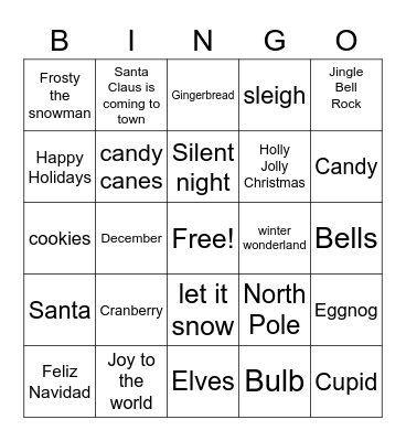 Happy Holidays.3 Bingo Card