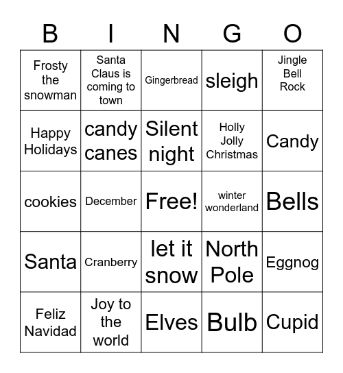 Happy Holidays.3 Bingo Card