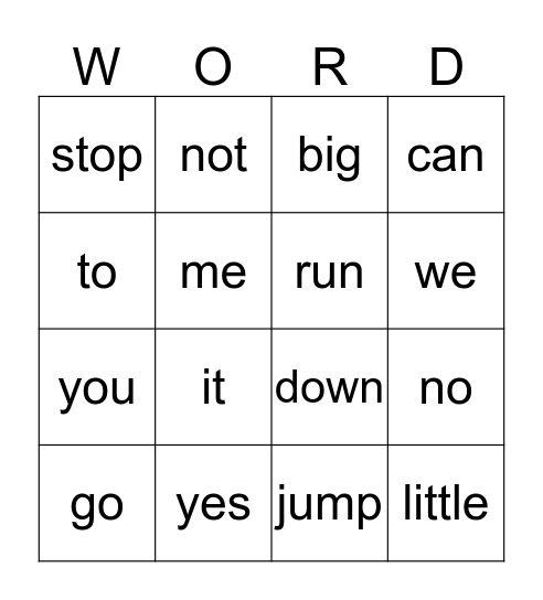 Sight Words Level 3 and 4 Bingo Card