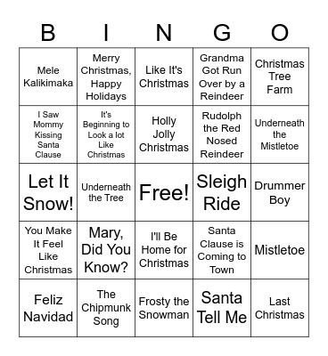 SINGO: CHRISTMAS Bingo Card