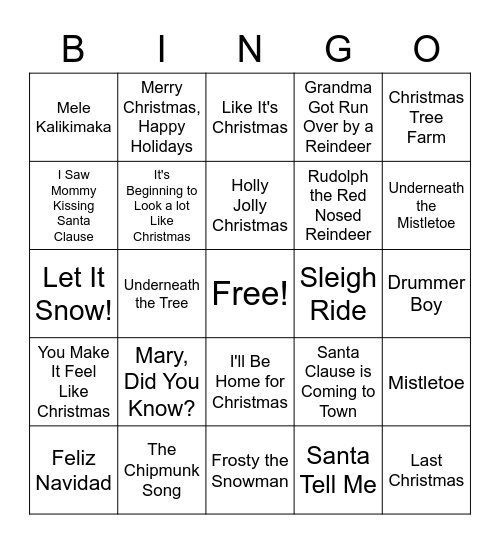 SINGO: CHRISTMAS Bingo Card
