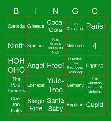 Christmas Bingo Card