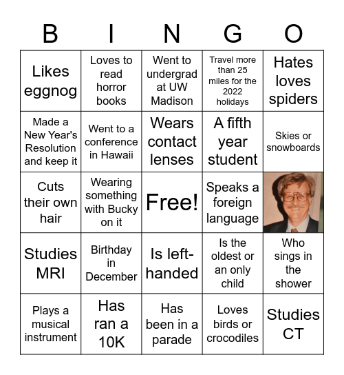 Holiday Party Bingo Card