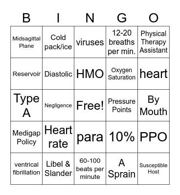 Finals Review Bingo Card