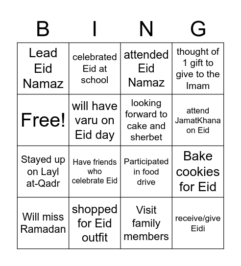 Khushali Bingo! Bingo Card