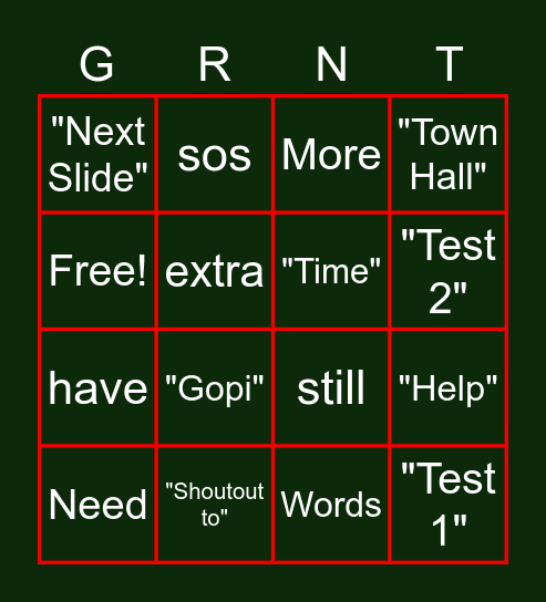 Gerent's Q4 Bingo! Bingo Card