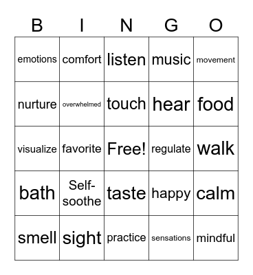 6 Senses Bingo Card