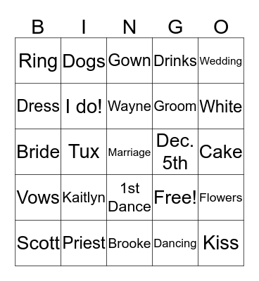 Kaitlyn BINGO Card