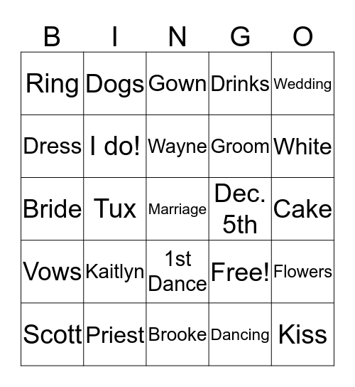 Kaitlyn BINGO Card