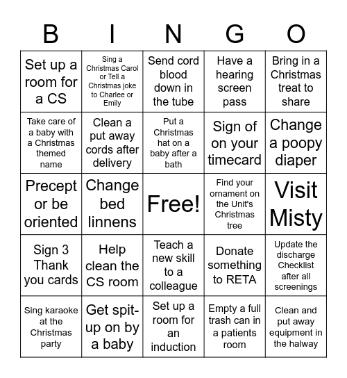 CHRISTMAS-NA Bingo Card